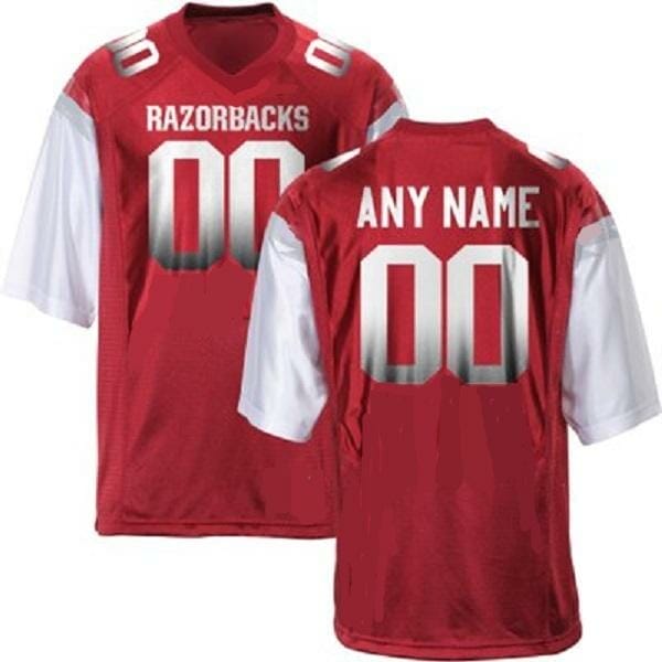 Custom Arkansas Jersey Name Number Football White Red 1 Custom Arkansas Jersey Name Number Football White Red