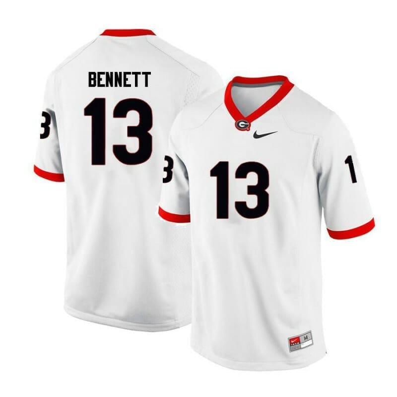 Georgia Bulldogs #13 Stetson Bennett Jersey College Football White 1 Georgia Bulldogs #13 Stetson Bennett Jersey College Football White