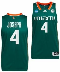 Bensley Joseph Jersey #4 Miami Hurricanes 2023 NCAA March Madness Green College Basketball