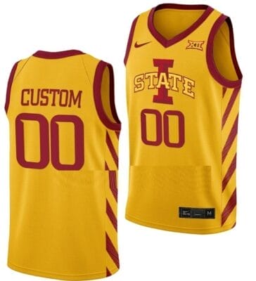 Custom Iowa State Cyclones Jersey Name and Number College Basketball Gold 6 Custom Iowa State Cyclones Jersey College Basketball Gold