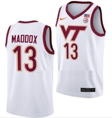 Dairus Maddox Jersey Virginia Tech Hokies College Basketball Swingman White #13 8 Dairus Maddox Jersey Virginia Tech Hokies College Basketball Swingman White #13