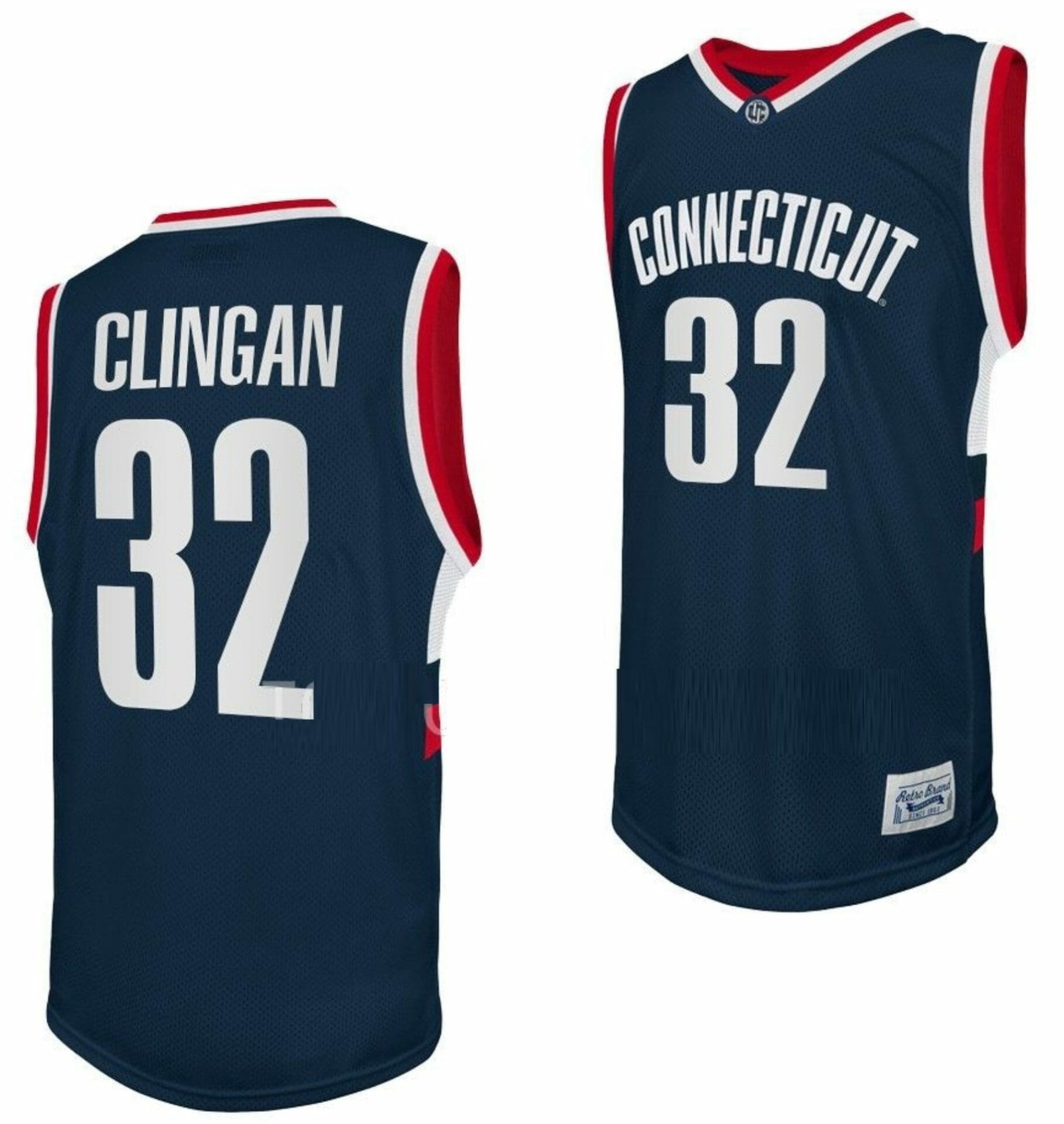 Donovan Clingan Jersey UConn Huskies College Basketball Navy Retro #32 1 Donovan Clingan Jersey UConn Huskies College Basketball Navy Retro #32