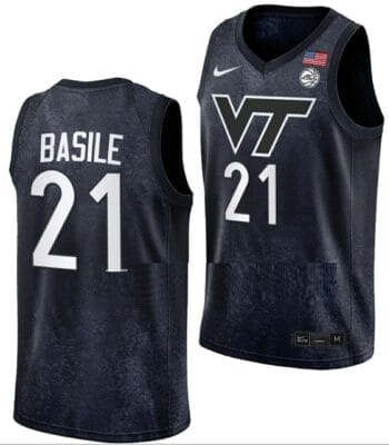 Grant Basile Jersey Virginia Tech Hokies College Basketball Swingman Black #21 8 Grant Basile Jersey Virginia Tech Hokies College Basketball Swingman Black #21