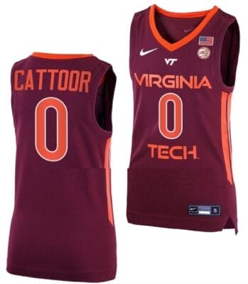 Hunter Cattoor Jersey Virginia Tech Hokies College Basketball Away Maroon #0 8 Hunter Cattoor Jersey Virginia Tech Hokies College Basketball Away Maroon #0