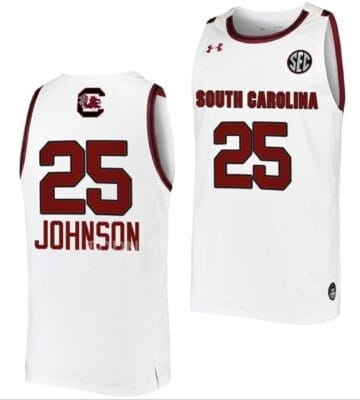 Raven Johnson Jersey South Carolina Gamecocks College Basketball White #25 8 Raven Johnson Jersey South Carolina Gamecocks College Basketball White #25