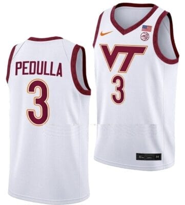 Sean Pedulla Jersey Virginia Tech Hokies College Basketball Swingman White #3 8 Sean Pedulla Jersey Virginia Tech Hokies College Basketball Swingman White #3