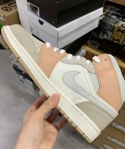Alternative view of Air Jordan 1 Mid Beige Light Gray Stitching