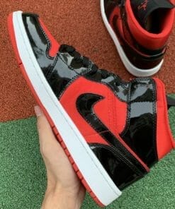 Alternative view of Air Jordan 1 Mid Black And Red Silk