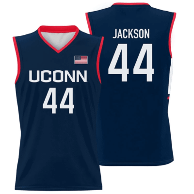Andre Jackson Jersey UConn Huskies College Basketball Navy #44 12 Andre Jackson Jersey UConn Huskies College Basketball Navy #44