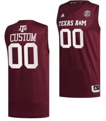 Custom Texas AM Aggies Jersey Name and Number College Basketball Maroon 6 Custom Texas AM Aggies Jersey Name and Number College Basketball Maroon
