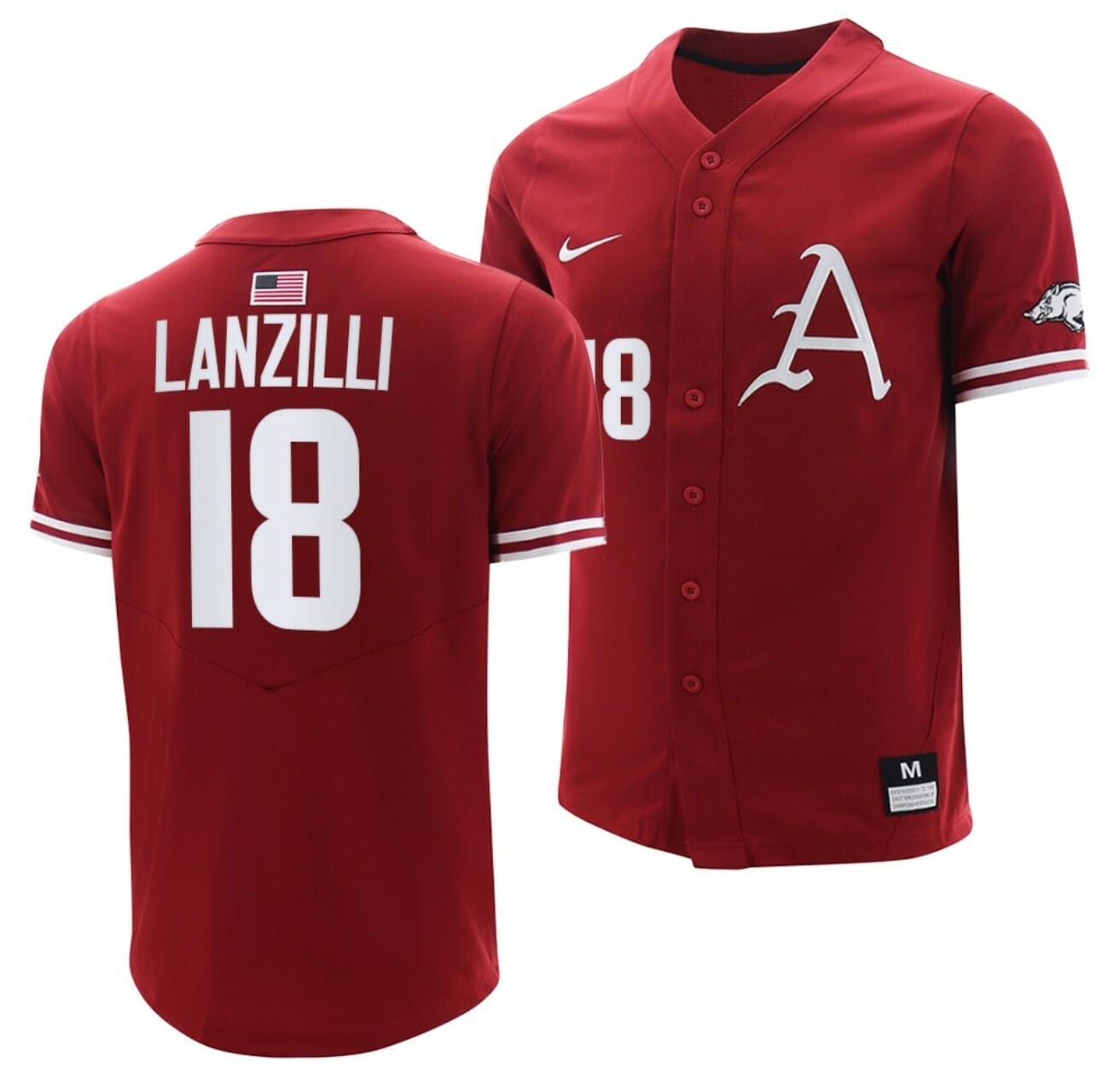 Chris Lanzilli Jersey Arkansas Razorbacks College Baseball Cardinal #18 1 Chris Lanzilli Jersey Arkansas Razorbacks College Baseball Cardinal #18