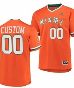 Custom Miami Hurricanes Baseball Jersey Name and Number NCAA College Orange Primegreen