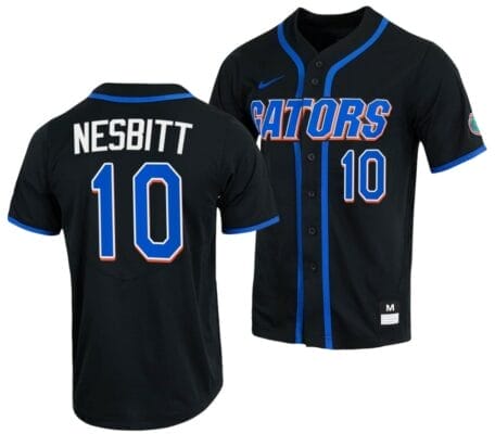 Tyler Nesbitt Jersey Florida Gators College Baseball Full-Button Black #10 6 Tyler Nesbitt Jersey Florida Gators College Baseball Full-Button Black #10