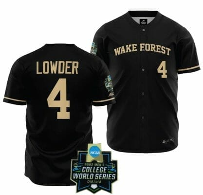 Wake Forest Demon Deacons Baseball Rhett Lowder Jersey NCAA 2023 College World Series Black #4 8 Wake Forest Demon Deacons Baseball Rhett Lowder Jersey NCAA 2023 College World Series Black #4