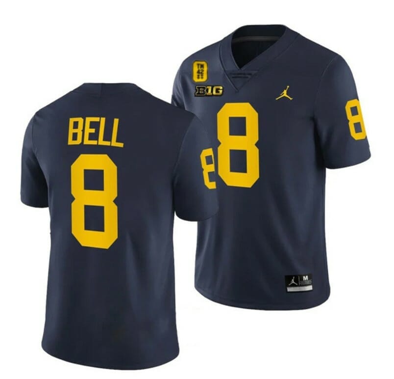 Michigan Wolverines TM 42 Patch Honor Tate Myre #25 Ronnie Bell Jersey #8 All Stitched Navy 1 Michigan Wolverines TM 42 Patch Honor Tate Myre #25 Ronnie Bell Jersey #8 All Stitched Navy