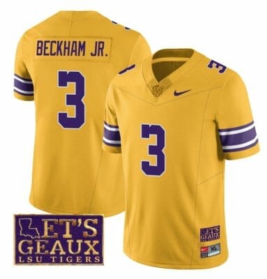 Lsu Tigers Odell Beckham Jr Jersey #3 College Football Let's Geaux Patch Stitched Yellow 8 Lsu Tigers Odell Beckham Jr Jersey #3 College Football Let's Geaux Patch Stitched Yellow