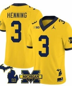 Michigan Wolverines AJ Henning Jersey #3 Special College Football 2023 Stitched Maize