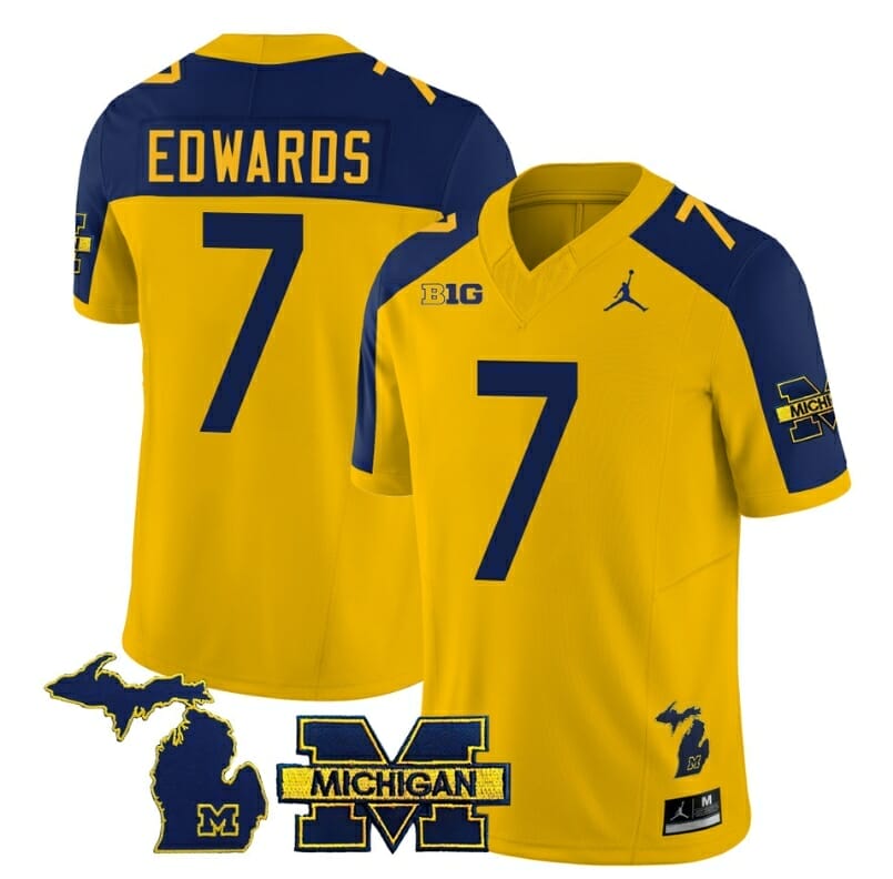 Michigan Wolverines Donovan Edwards Jersey #7 Special College Football 2023 Stitched Maize Alternate 1 Michigan Wolverines Donovan Edwards Jersey #7 Special College Football 2023 Stitched Maize Alternate