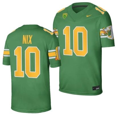 Oregon Ducks Bo Nix Jersey #10 Football Game College Green 2023-24 10 Oregon Ducks Bo Nix Jersey #10 Football Game College Green 2023-24