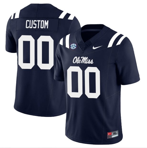 Custom Ole Miss Rebels Jersey Name and Number Football Vapor Limited All Stitched Navy 1 Custom Ole Miss Rebels Jersey Name and Number Football Vapor Limited All Stitched Navy