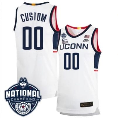 Custom UConn Huskies Basketball Jersey Name and Number 2023 National Champions College Basketball White Home 8 Custom UConn Huskies Basketball Jersey Name and Number 2023 National Champions College Basketball White Home