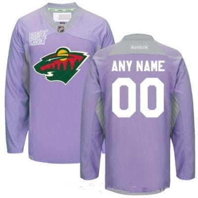 Custom Minnesota Wild Jersey Name And Number Purple Pink Reebok Hockey Fights Cancer Practice 8 Custom Minnesota Wild Jersey Name And Number Purple Pink Reebok Hockey Fights Cancer Practice