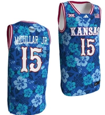 Kevin McCullar Jr Jersey #15 Kansas Jayhawks Bill Self Game College Basketball Blue Maui Strong 8 Kevin McCullar Jr Jersey #15 Kansas Jayhawks Bill Self Game College Basketball Blue Maui Strong