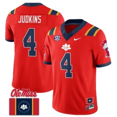 Quinshon Judkins Jersey #4 Ole Miss Rebels Football Ole Miss Flag All Stitched Red 10 Quinshon Judkins Jersey #4 Ole Miss Rebels Football Ole Miss Flag All Stitched Red