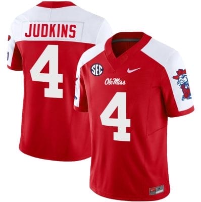 Quinshon Judkins Jersey #4 Ole Miss Rebels Football Vapor Limited All Stitched Red Alternate 10 Quinshon Judkins Jersey #4 Ole Miss Rebels Football Vapor Limited All Stitched Red Alternate