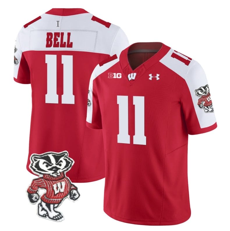 Skyler Bell Jersey #11 Wisconsin Badgers Vapor Limited College Football Red Alternate 1 Skyler Bell Jersey #11 Wisconsin Badgers Vapor Limited College Football Red Alternate