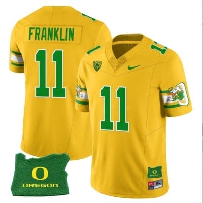 Troy Franklin Jersey #11 Oregon Ducks ‘Mighty Oregon’ Throwback Football Uniforms Oregon State Patch Yellow 10 Troy Franklin Jersey #11 Oregon Ducks ‘Mighty Oregon’ Throwback Football Uniforms Oregon State Patch Yellow