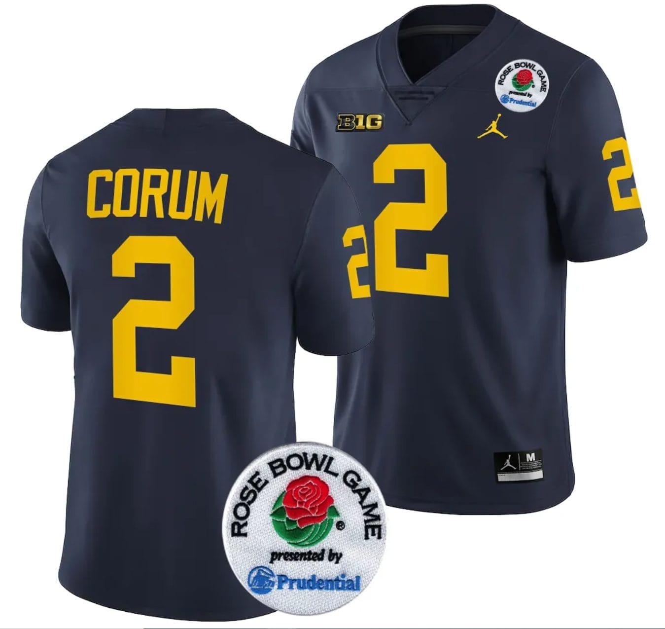 Blake Corum Jersey #2 Michigan Wolverines Rose Bowl Game 2024 Patch College Football Playoff Navy 1 Blake Corum Jersey #2 Michigan Wolverines Rose Bowl Game 2024 Patch College Football Playoff Navy