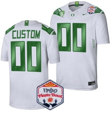 Custom Oregon Ducks Jersey Name and Number Fiesta Bowl Patch 2024 Football White 8 Custom Oregon Ducks Jersey Name and Number Fiesta Bowl Patch 2024 Football White