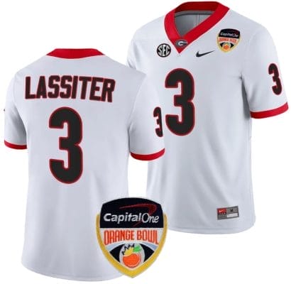 Kamari Lassiter Jersey #3 Georgia Bulldogs Orange Bowl Patch 2023 College Football White 8 Kamari Lassiter Jersey #3 Georgia Bulldogs Orange Bowl Patch 2023 College Football White