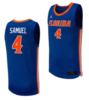 Tyrese Samuel Jersey #4 Florida Gators College Basketball 2023-24 Replica Uniform Royal 8 Tyrese Samuel Jersey #4 Florida Gators College Basketball 2023-24 Replica Uniform Royal