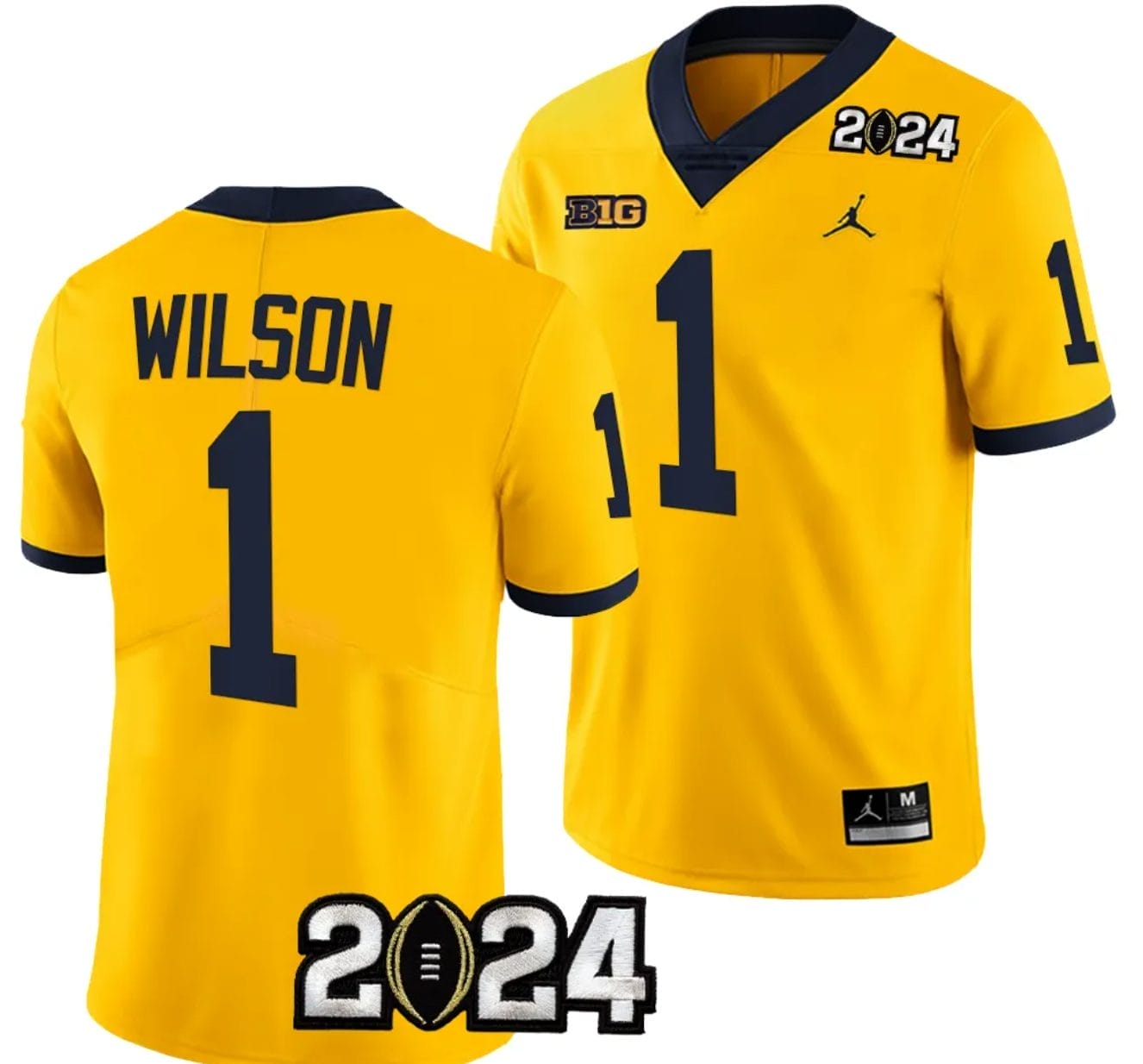 Roman Wilson Jersey #1 Michigan Wolverines 2024 Football National Championship Playoff Yellow 1 Roman Wilson Jersey #1 Michigan Wolverines 2024 Football National Championship Playoff Yellow