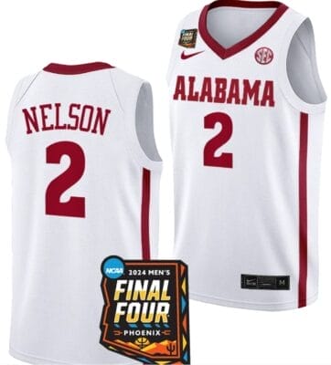 Grant Nelson Jersey #2 Alabama Crimson Tide 2024 NCAA March Madness Final Four Basketball White 6 Grant Nelson Jersey #2 Alabama Crimson Tide 2024 NCAA March Madness Final Four Basketball White