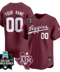 Custom Texas AM Aggies Jersey 2024 College World Series Vapor Premier Limited NCAA Baseball Stitched Maroon