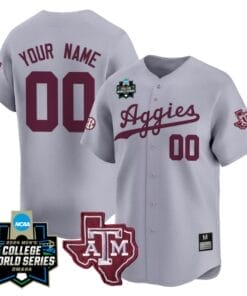 Custom Texas AM Aggies Jersey 2024 College World Series Vapor Premier Limited NCAA Baseball Stitched Gray