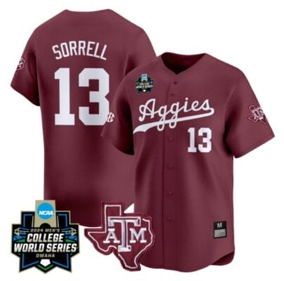 Caden Sorrell Jersey #13 Texas AM Aggies 2024 College World Series Vapor Premier Limited NCAA Baseball Stitched Maroon 8 Caden Sorrell Jersey #13 Texas AM Aggies 2024 College World Series Vapor Premier Limited NCAA Baseball Stitched Maroon