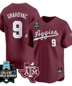 Gavin Grahovac Jersey #9 Texas AM Aggies 2024 College World Series Vapor Premier Limited NCAA Baseball Stitched Maroon