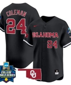 Jayda Coleman Jersey #24 Oklahoma Sooners 2024 College World Series Patch Vapor Premier Limited NCAA Baseball Stitched Black