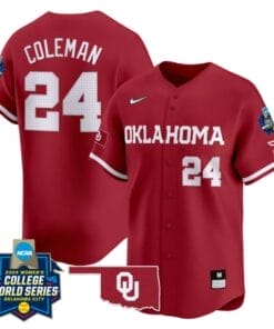 Jayda Coleman Jersey #24 Oklahoma Sooners 2024 College World Series Patch Vapor Premier Limited NCAA Baseball Stitched Crimson