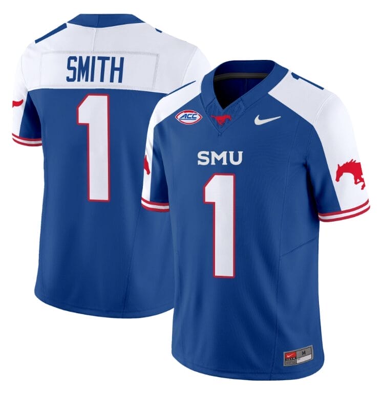 Brashard Smith Jersey #1 SMU Mustangs Icy College Football Vapor Limited Blue Alternate 8 Brashard Smith Jersey #1 SMU Mustangs Icy College Football Vapor Limited Blue Alternate