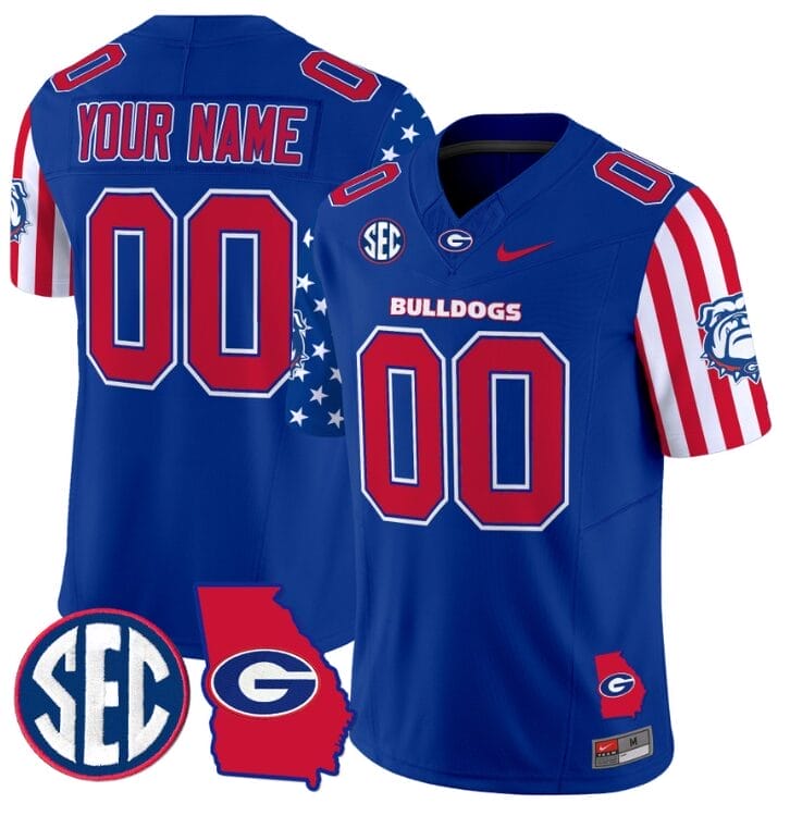 Custom Georgia Bulldogs Jersey Name and Number American Style Vapor Limited Football Stitched Royal 8 Custom Georgia Bulldogs Jersey Name and Number American Style Vapor Limited Football Stitched Royal
