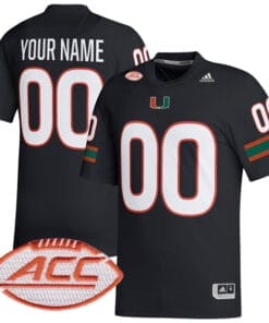Custom Miami Hurricanes Jersey Name and Number College Football Black Alternate Game All Stitched