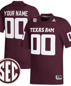 Custom Texas A&M Aggies Jersey Name and Number College Football Maroon Premier All Stitched