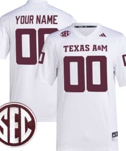 Custom Texas A&M Aggies Jersey Name and Number College Football White Premier All Stitched