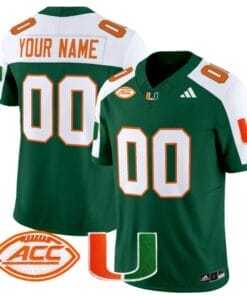 Custom Miami Hurricanes Jersey Name and Number Vapor Football Stitched Green Alternate