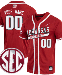 Custom Arkansas Razorbacks Baseball Cardinal Jersey – All Stitched SEC Patch